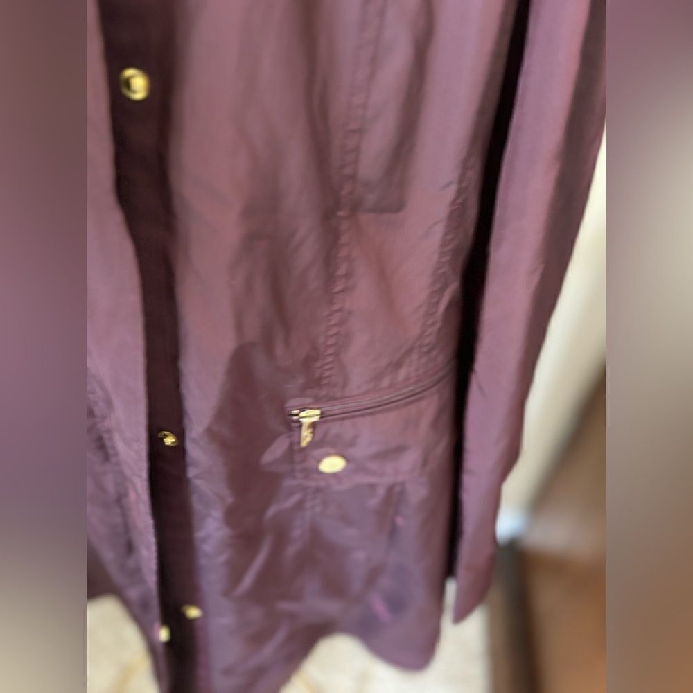 Cole Haan Signature Hooded Rain Jacket Anorak Wine Gold Hardware - Picture 7 of 14